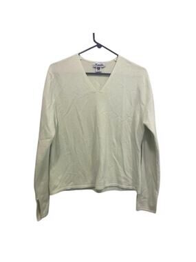 Maude 100% Cashmere Celery V-Neck Quiet Luxury Sweater Women's Sz XL
